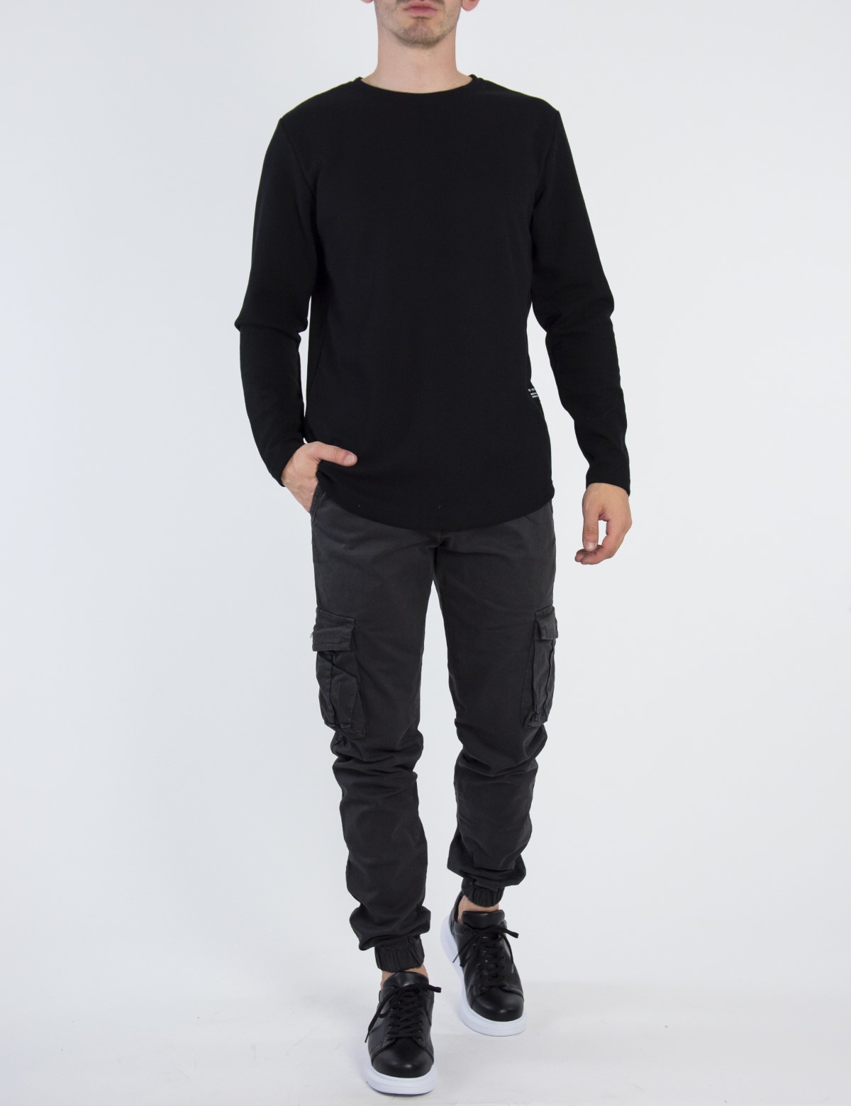 NDC ανδρική μαύρη μακρυμάνικη μπλούζα με ανάγλυφο ύφασμα 2311370 φωτογραφία